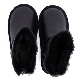 UGG Kids Classic Short Zip Leather Black