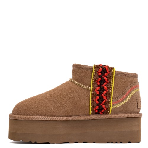 UGG Classic Ultra Mini Braid Platform Chestnut