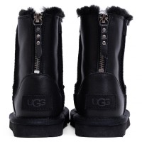 UGG Kids Classic Short Zip Leather Black