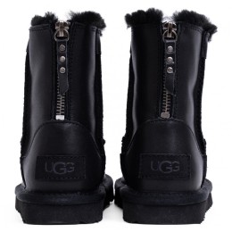 UGG Kids Classic Short Zip Leather Black